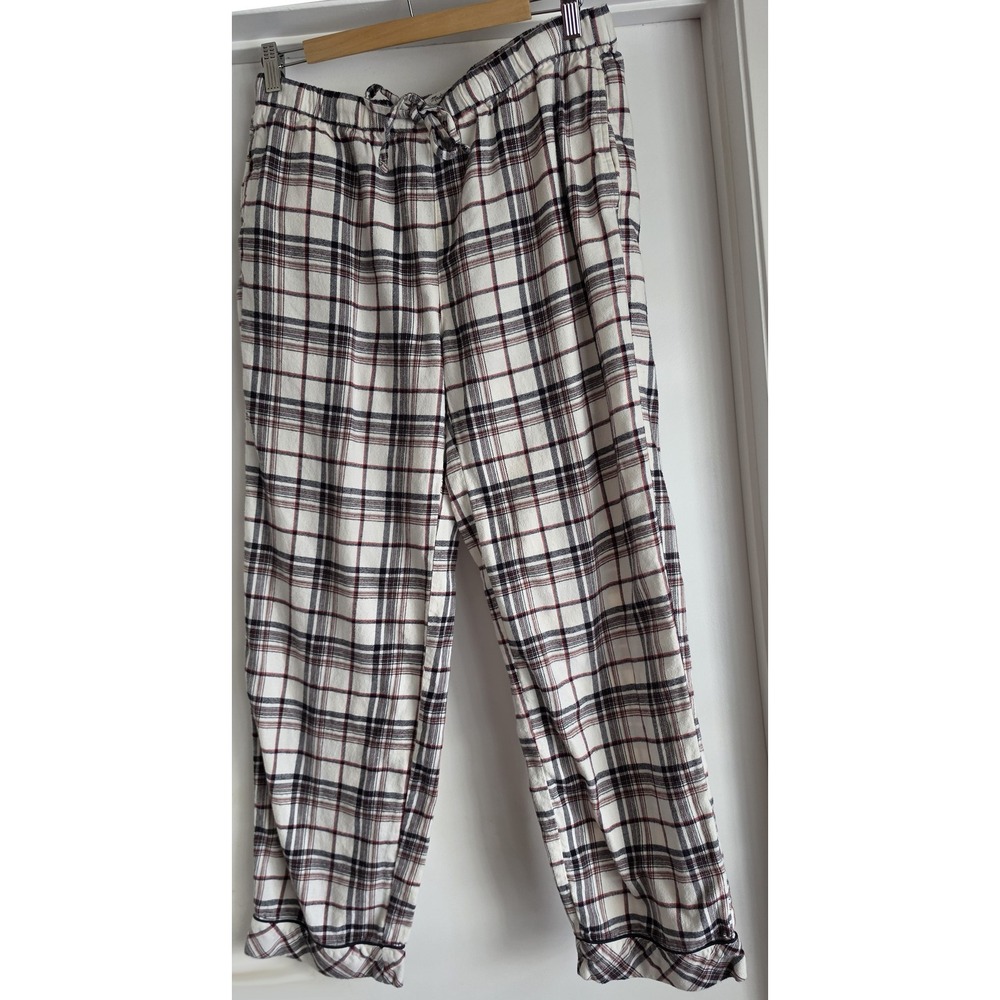 Madewell Cream Plaid Wide-Leg Pants